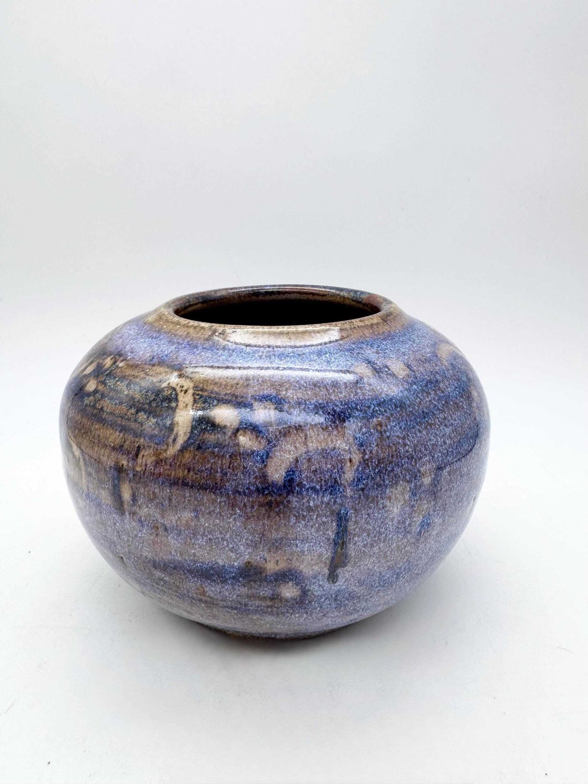 Studio Pottery Vase, Round Lavender Blue Vase photo 60.0