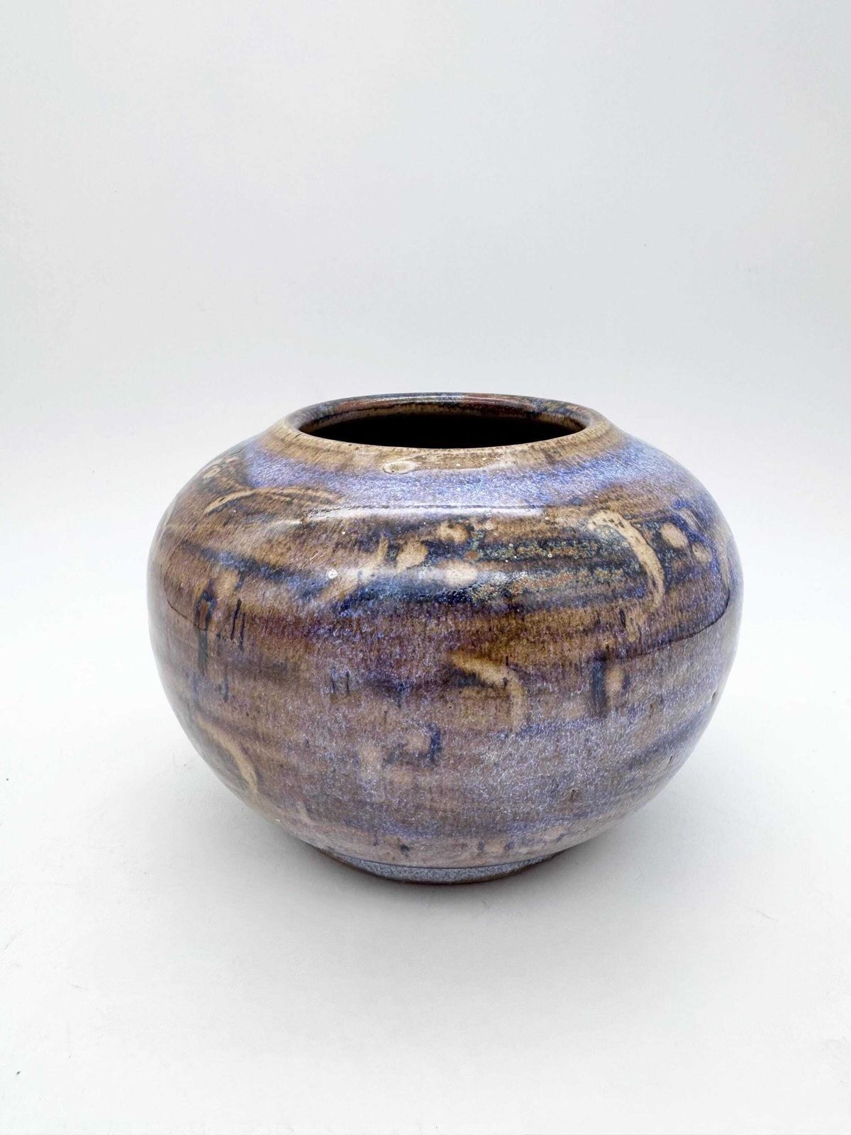 Studio Pottery Vase, Round Lavender Blue Vase photo vinterior