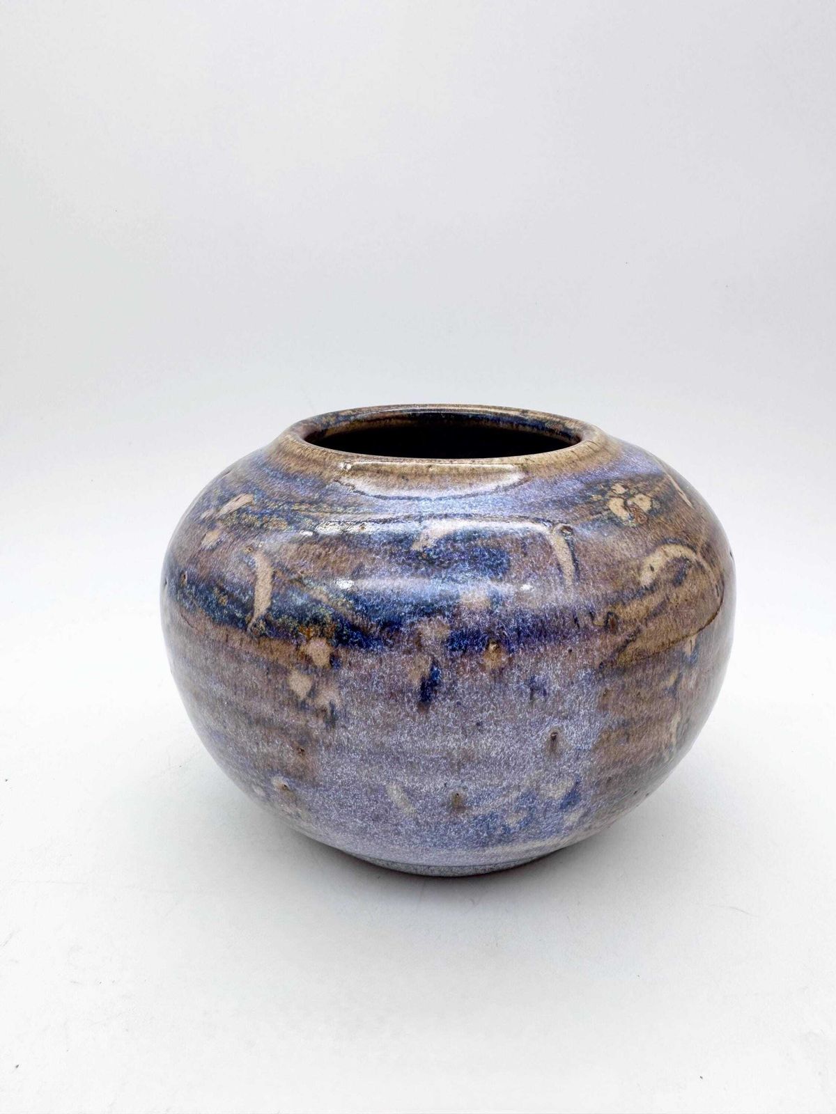photo for sale Studio Pottery Vase, Round Lavender Blue Vase