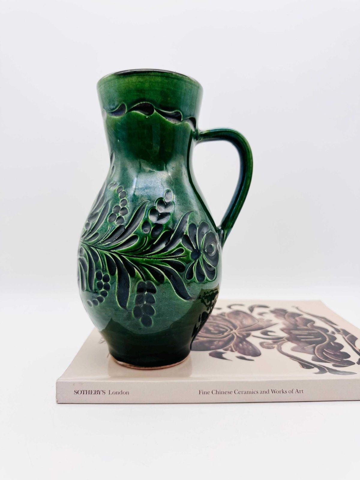 Vintage Hungarian Green Jug, Green Pottery Vase photo buy