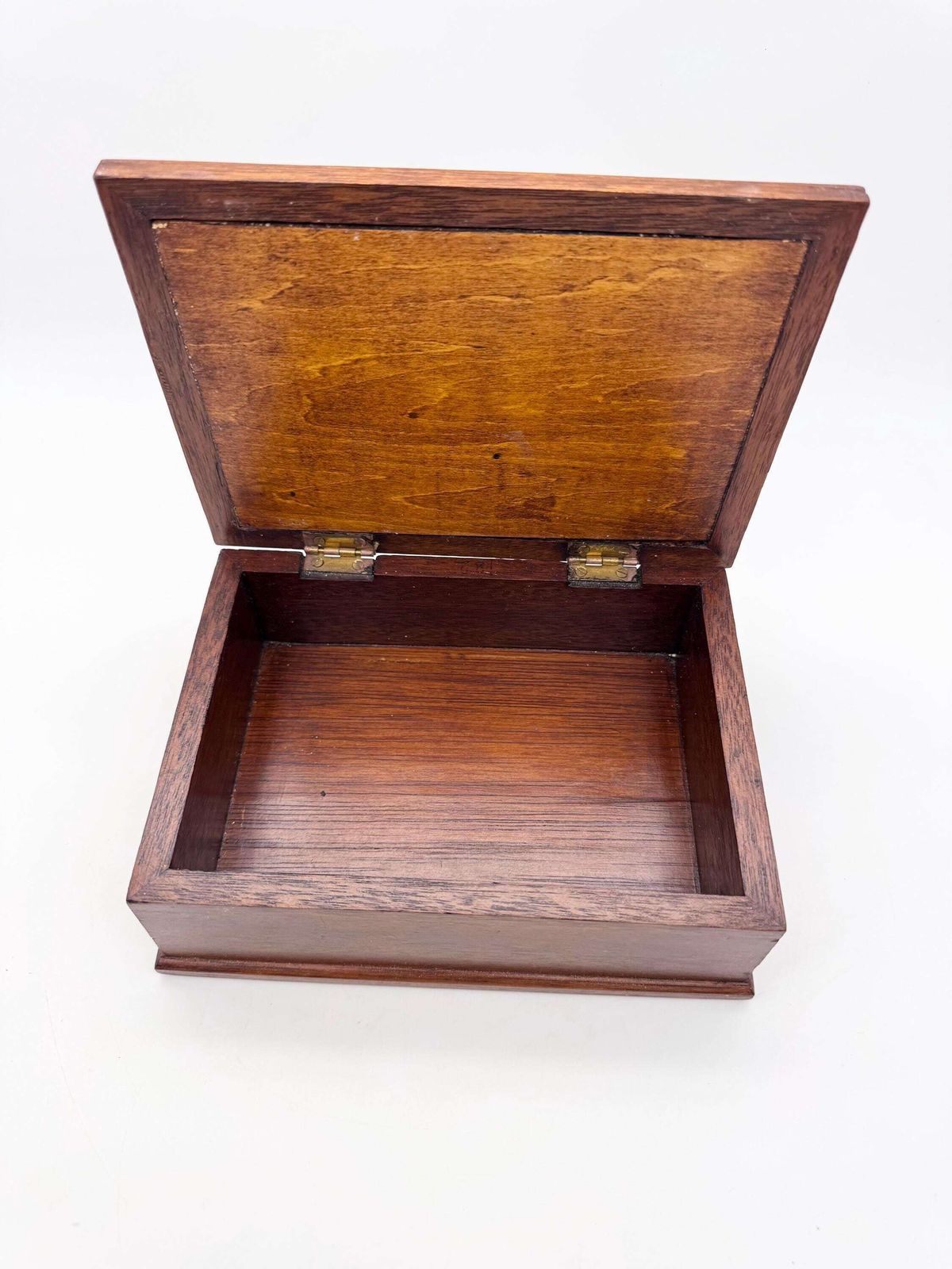 photo furniture Vintage Small Wooden Box With Clipper Ship On Lid, Jewellery Box,Glass Painted Lid