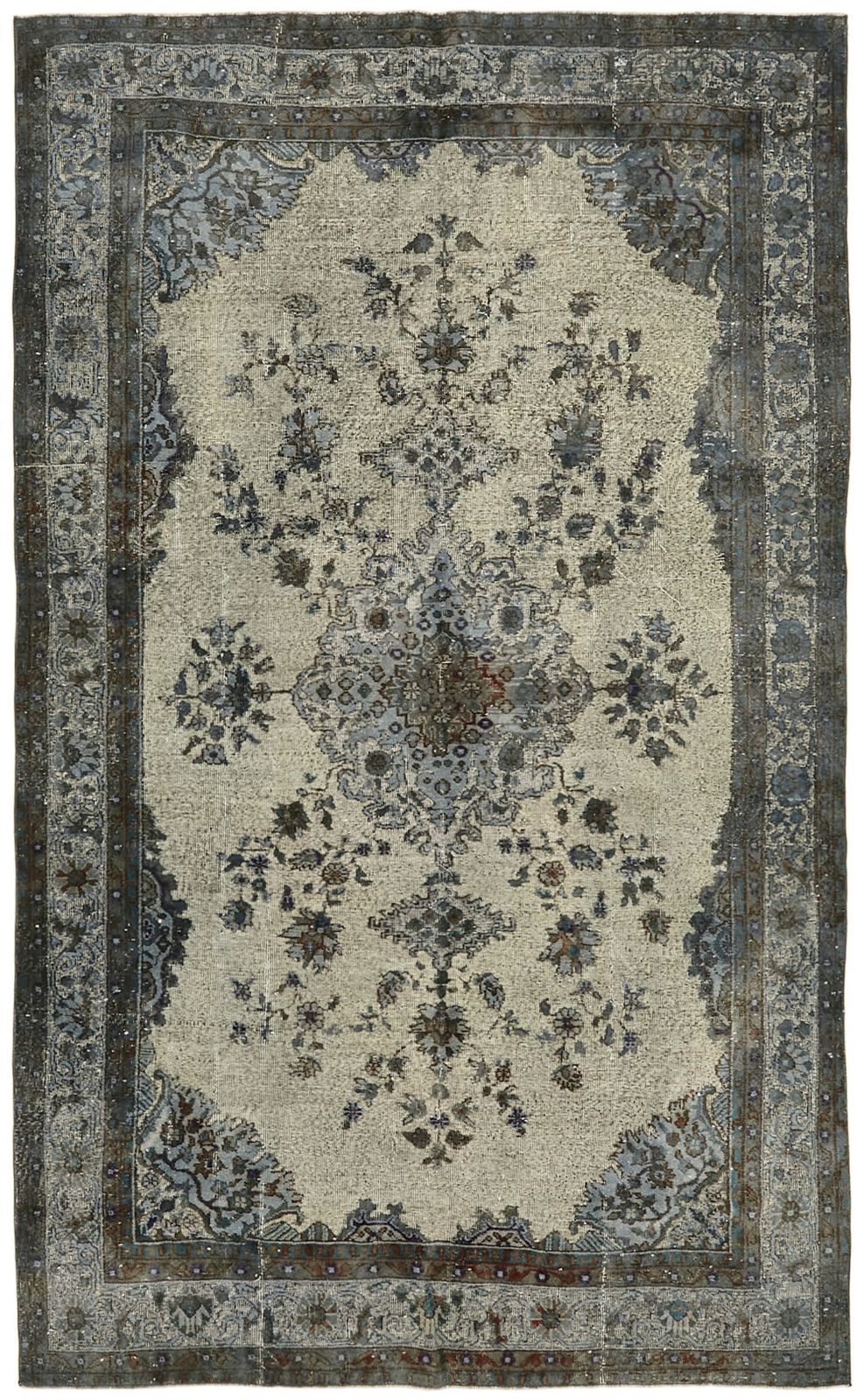 Handmade Vintage Grey Overdyed Rug 203 Cm X 324 Cm