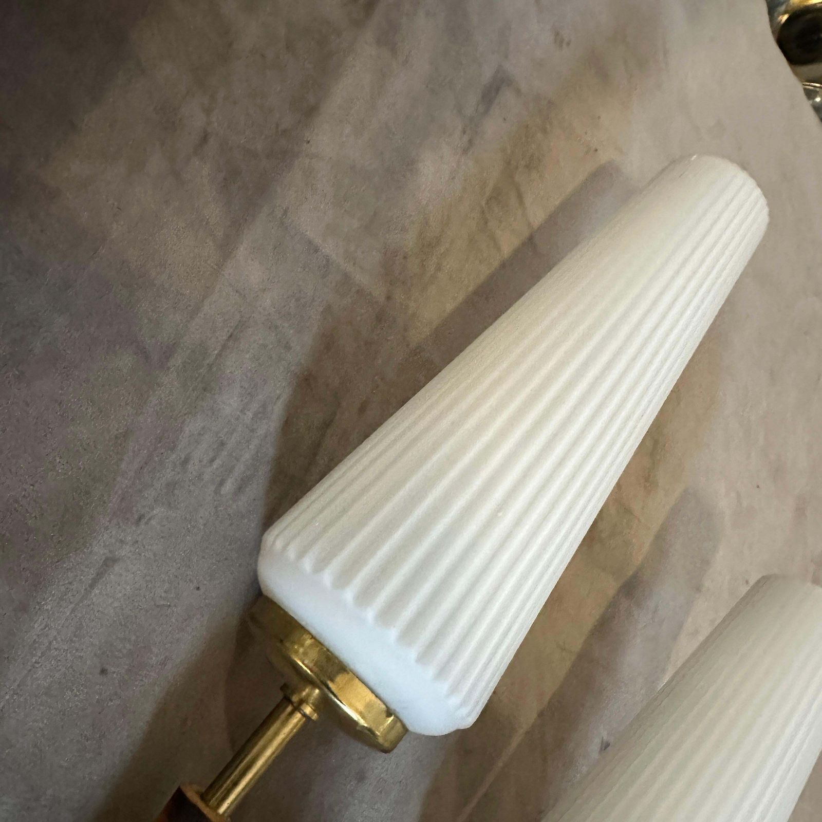 Set Of Two 1950s Mid Century Modern Brass, Bamboo And Glass Italian Wall Sconces photo Lighting