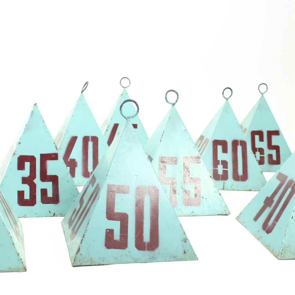 Set Of Nine Vintage Steel Measurement Pyramids, Czechoslovakia, Circa 1940s photo 560.0