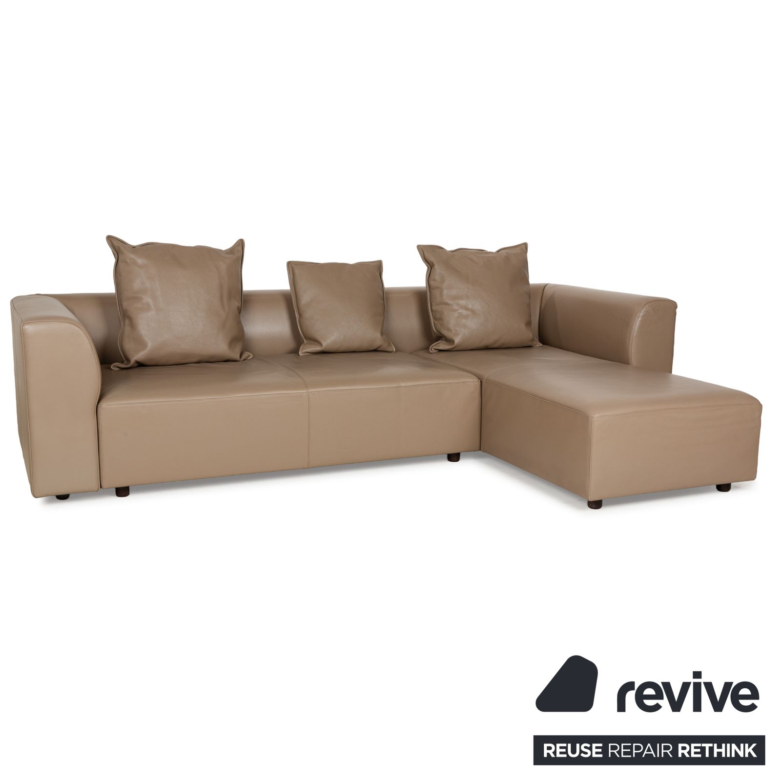 Canapé d'angle La Nuova Casa Nomad en cuir beige, méridienne gauche, fonction manuelle photo Mobilier