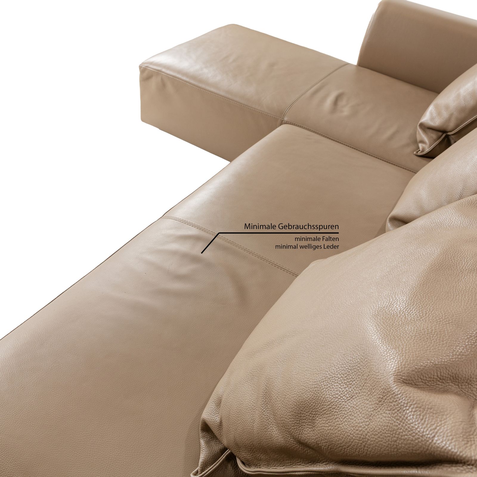 photo furniture Canapé d'angle La Nuova Casa Nomad en cuir beige, méridienne gauche, fonction manuelle