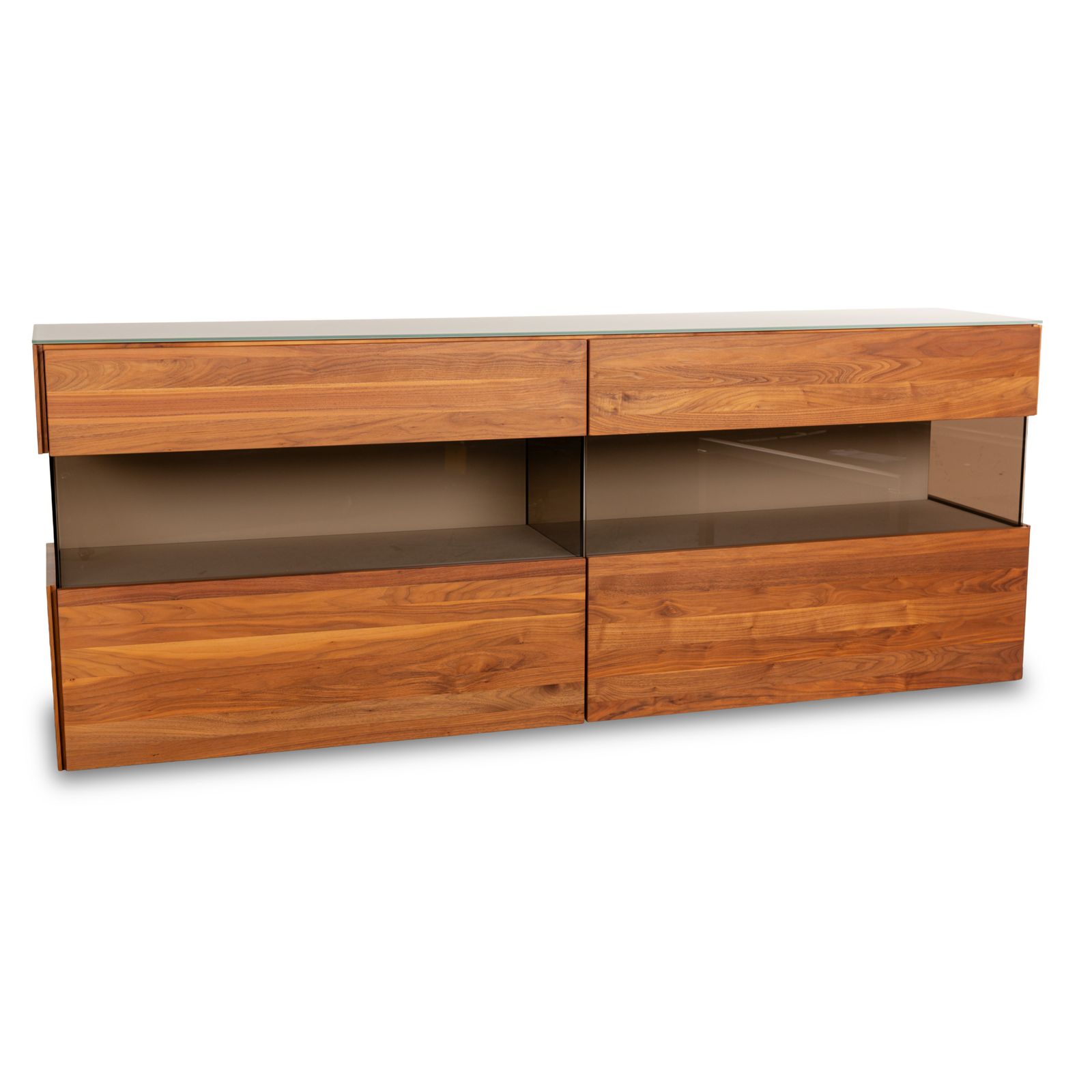 Hülsta Aunis Wooden Sideboard Brown Glass