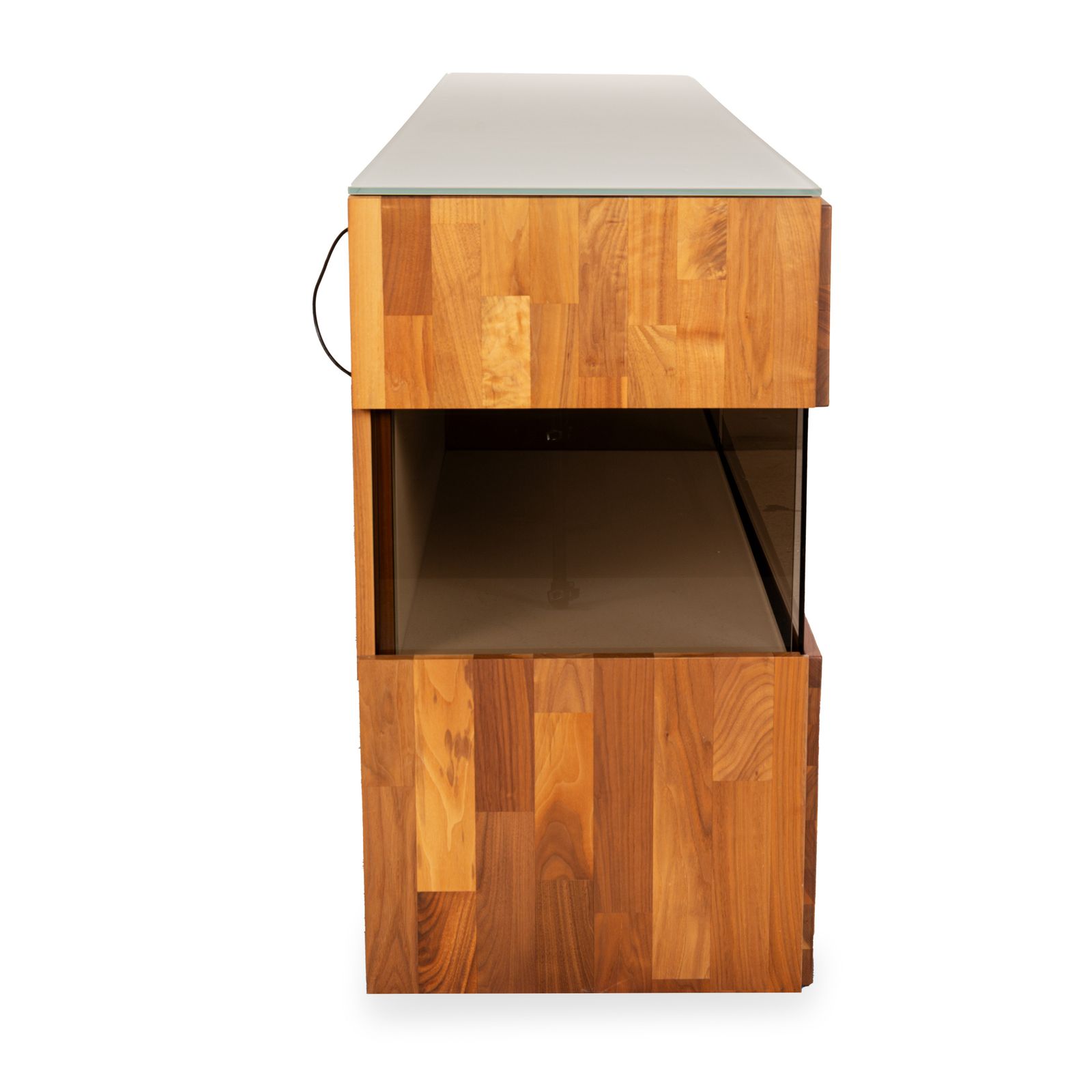 Meubels Hülsta Aunis Houten Dressoir Bruin Glas photo