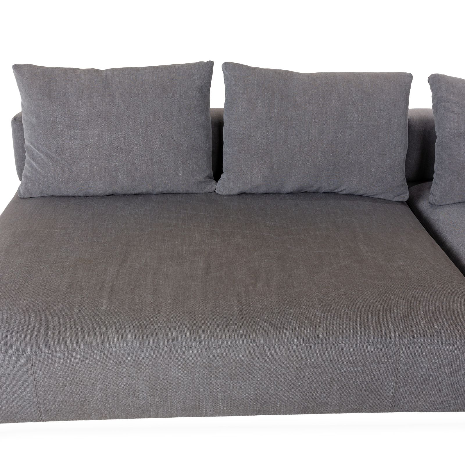 Canapé d'angle Glow In en tissu gris, méridienne à droite photo vinterior