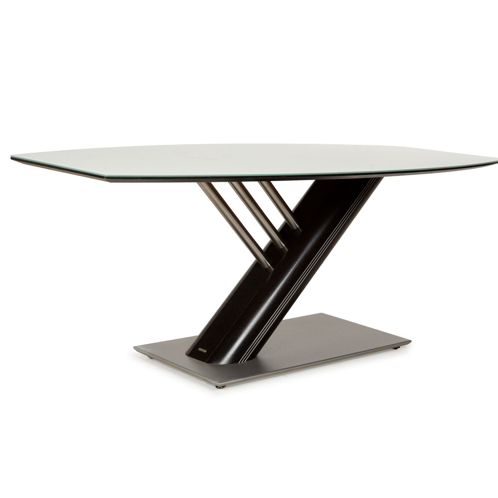 Table à manger Musterring Rosario en bois et verre, brun, brun foncé et argenté, 195 x 75 x 95 cm
