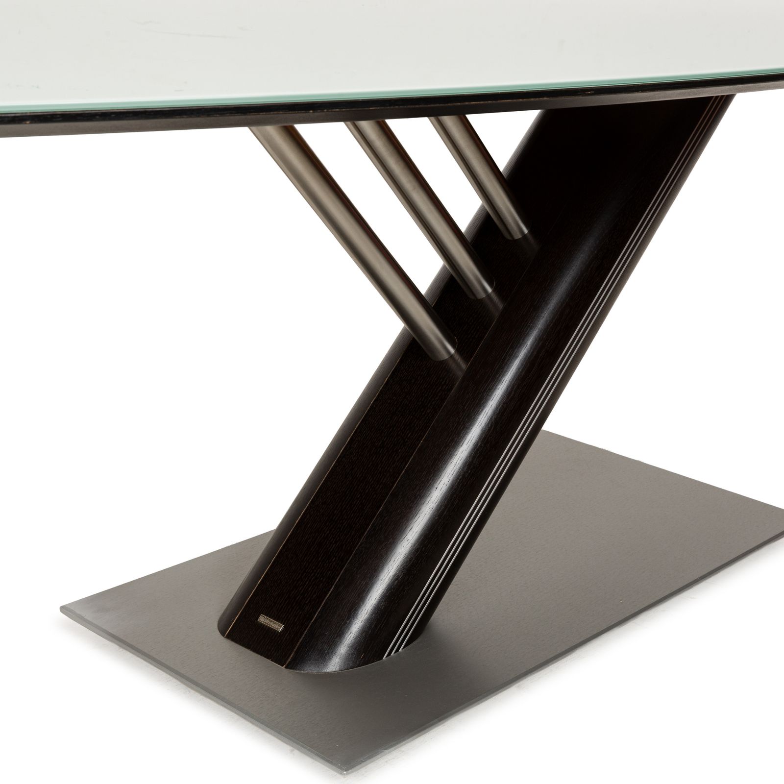 Musterring Rosario Dining Table Wood Glass Brown Dark Brown Silver 195 X 75 X 95cm photo Furniture