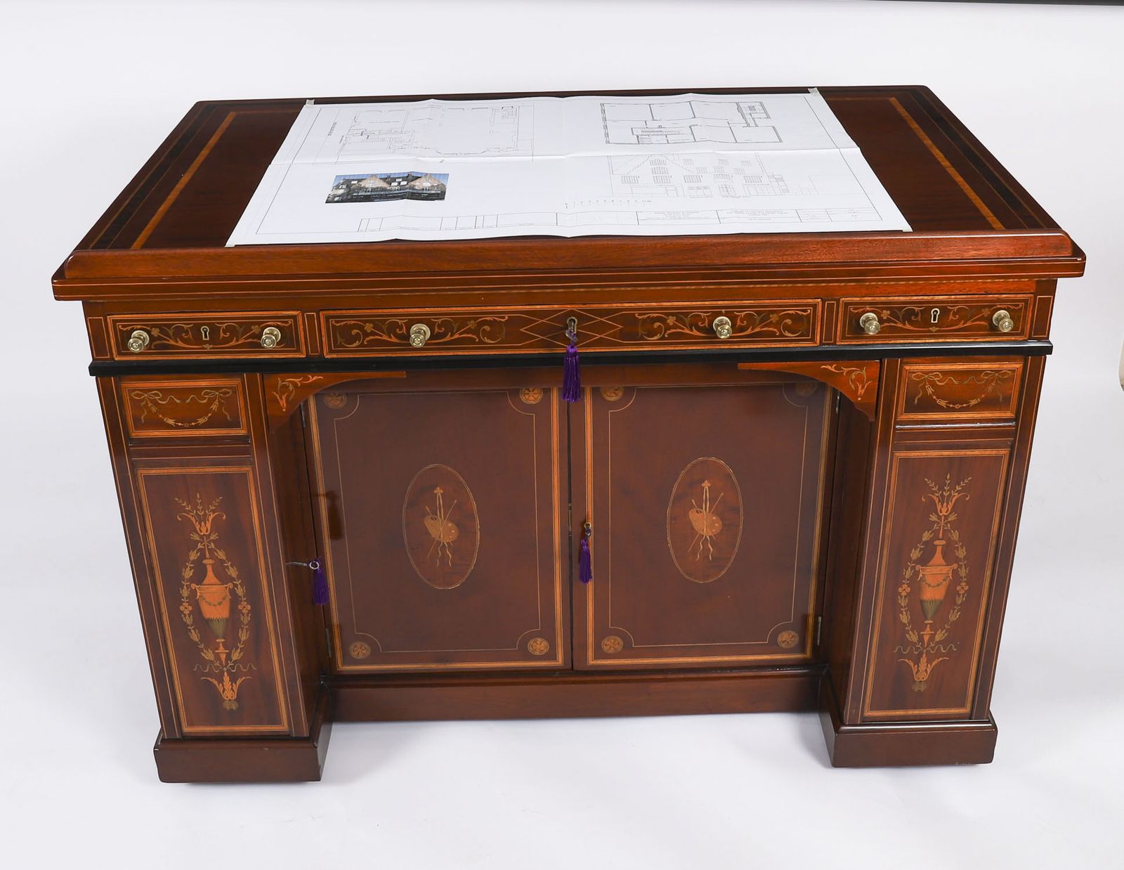 Victorian Inlaid Mahogany Architects Desk By Edwards & Roberts 19th C photo Furniture