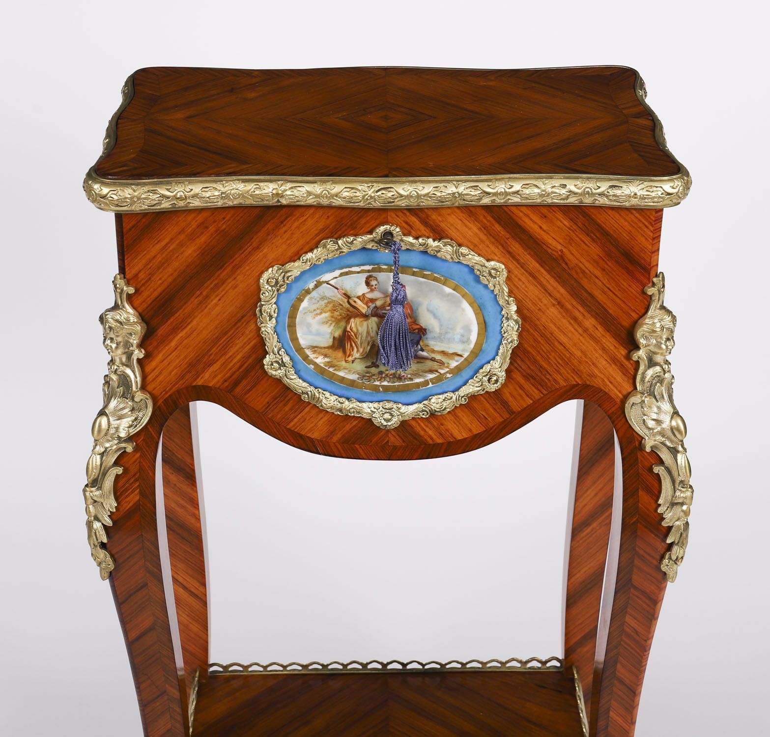 Antique French Porcelain Mounted Side Occasional Work Table  19th Century photo 2250.0