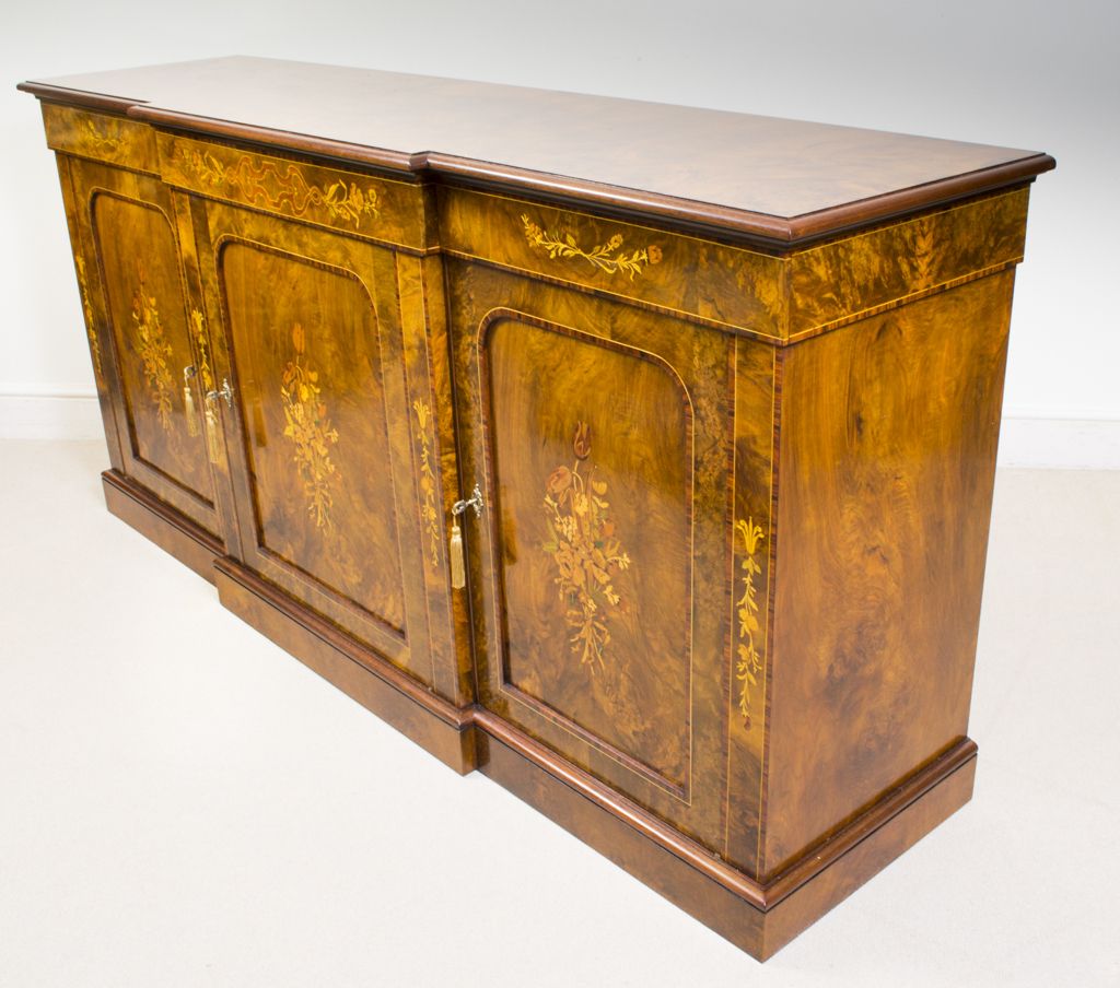 Antique Burr Walnut Marquetry Sideboard  Early 20th Century photo for sale