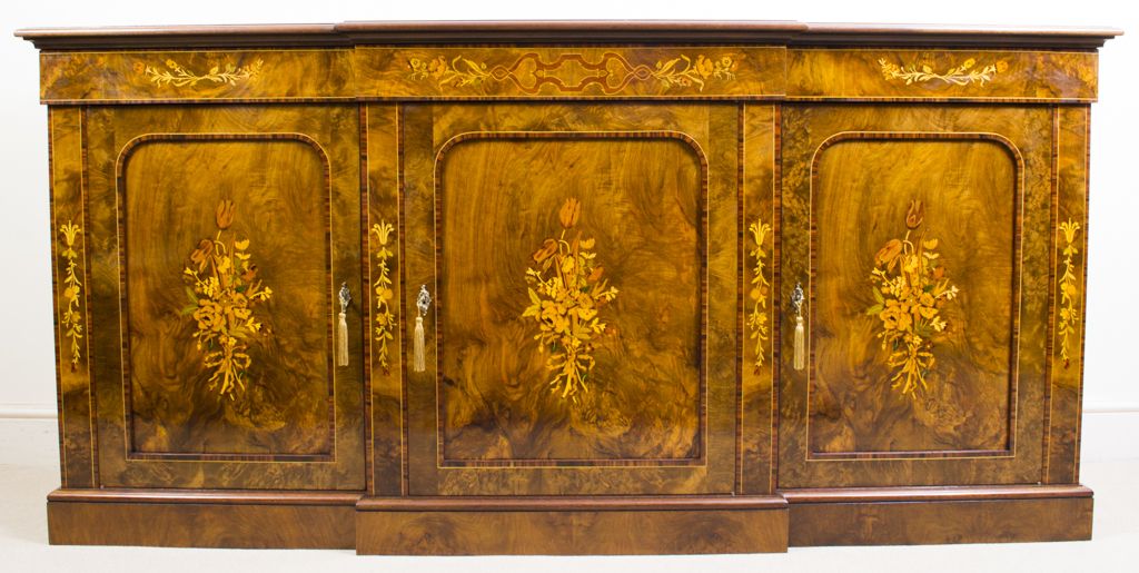 Antique Burr Walnut Marquetry Sideboard  Early 20th Century photo Furniture