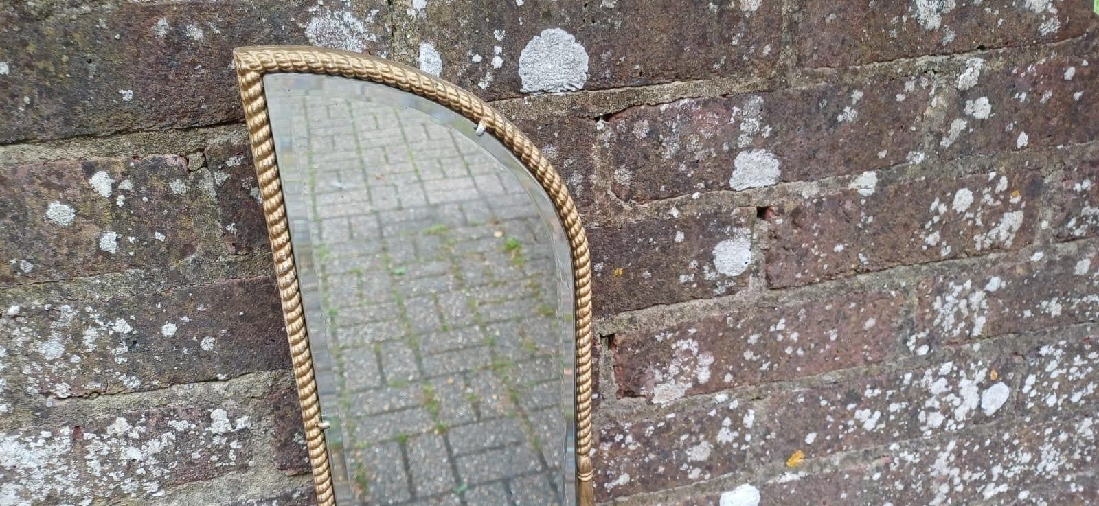 Quirky Vintage Wall Mirror With Intricate Braided Edging, Angle Wing Style, Retro Vintage Wall Mirror photo Home Decor