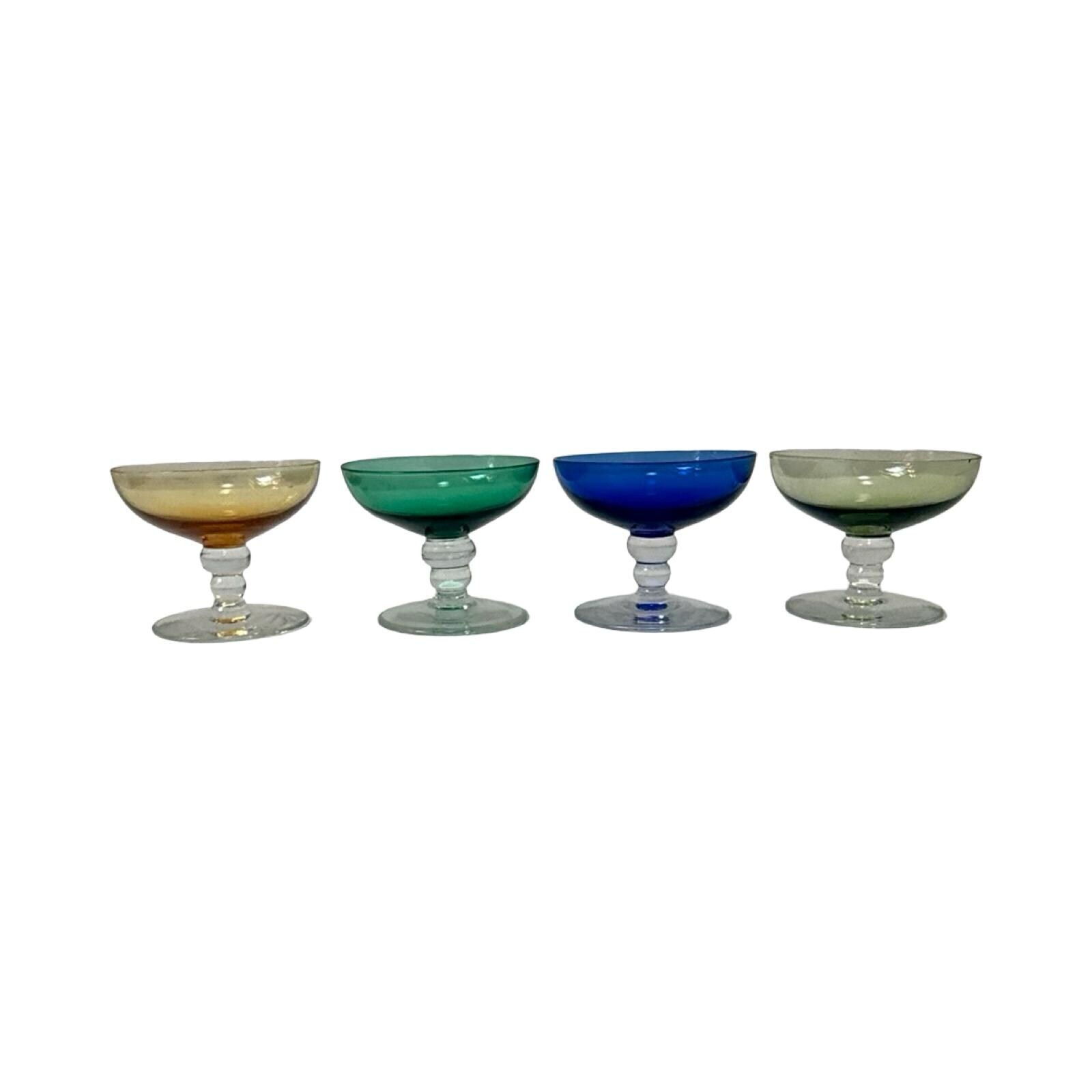 Max Verboeket For Kristalunie Maastricht   Carnival Glass   Set Of 4 Small Shot Glasses   Dutch Glass   No Chips! photo for sale