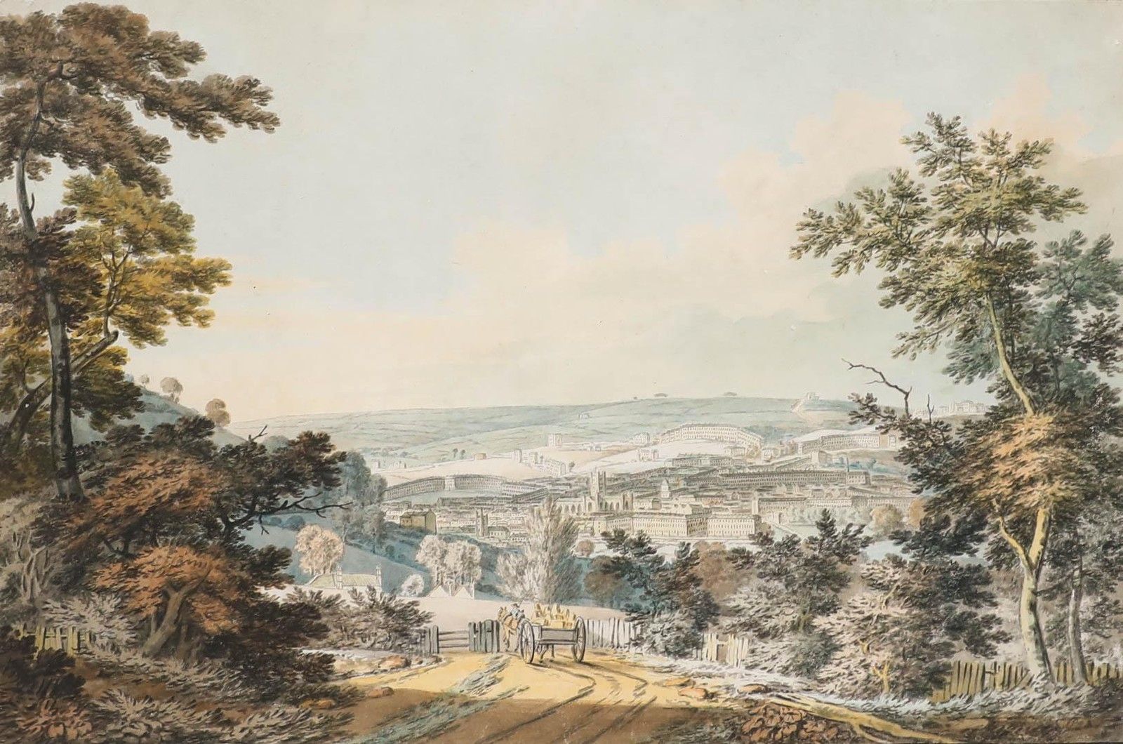 English School Early 19th Century Watercolour A View Of Bath photo furniture
