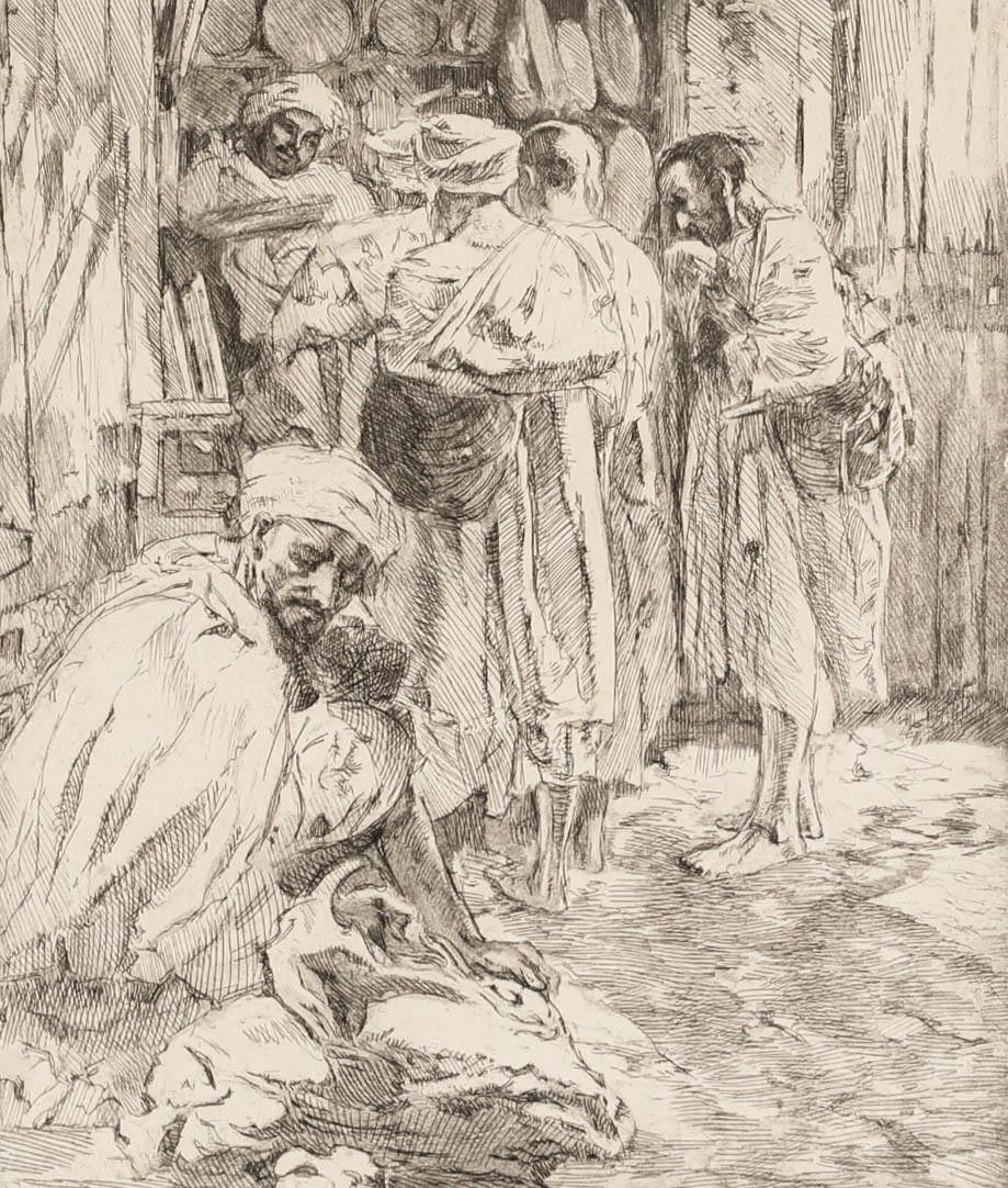 Almery Lobel Riche (1880 1950)  Framed Early 20th Century Etching, At The Market photo furniture