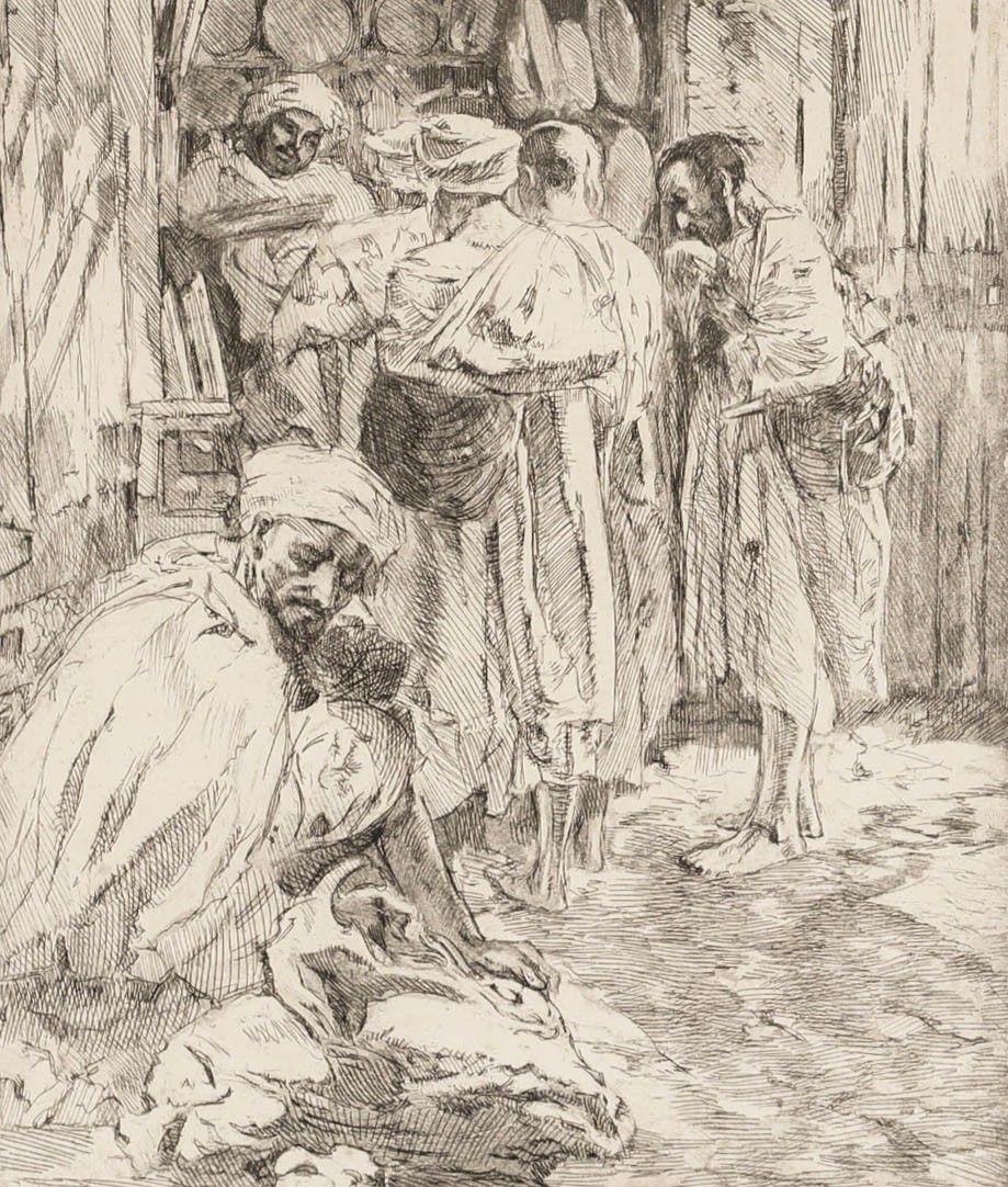 Almery Lobel Riche (1880 1950)  Framed Early 20th Century Etching, At The Market photo vinterior