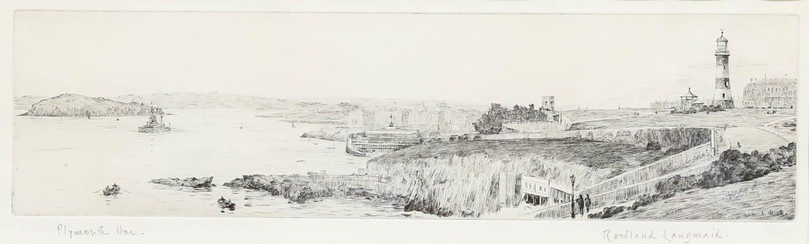 Rowland Langmaid Ra (1897 1956) Framed Etching, Plymouth Hoe photo furniture