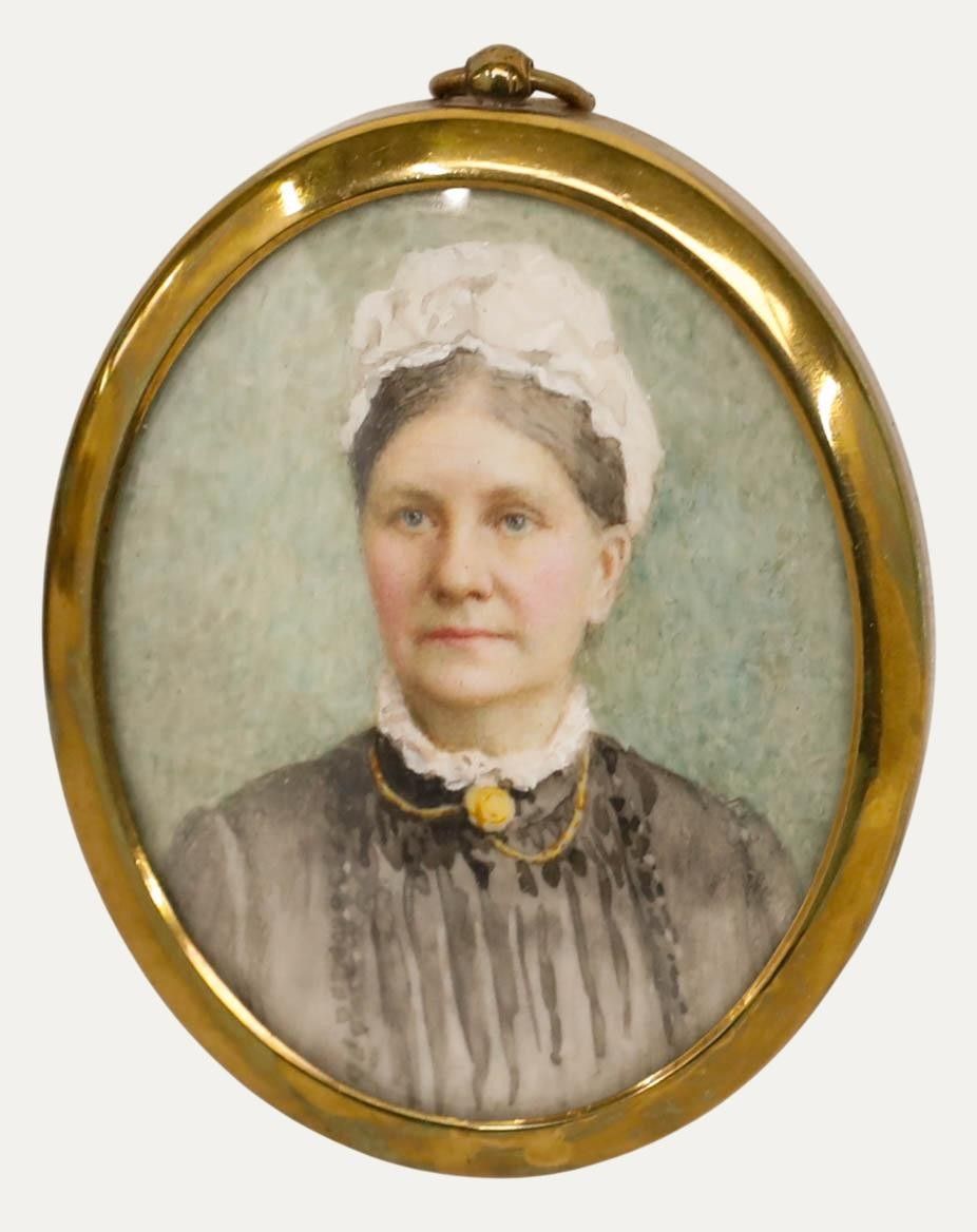 Miniature 19th Century Watercolour Victorian Lady