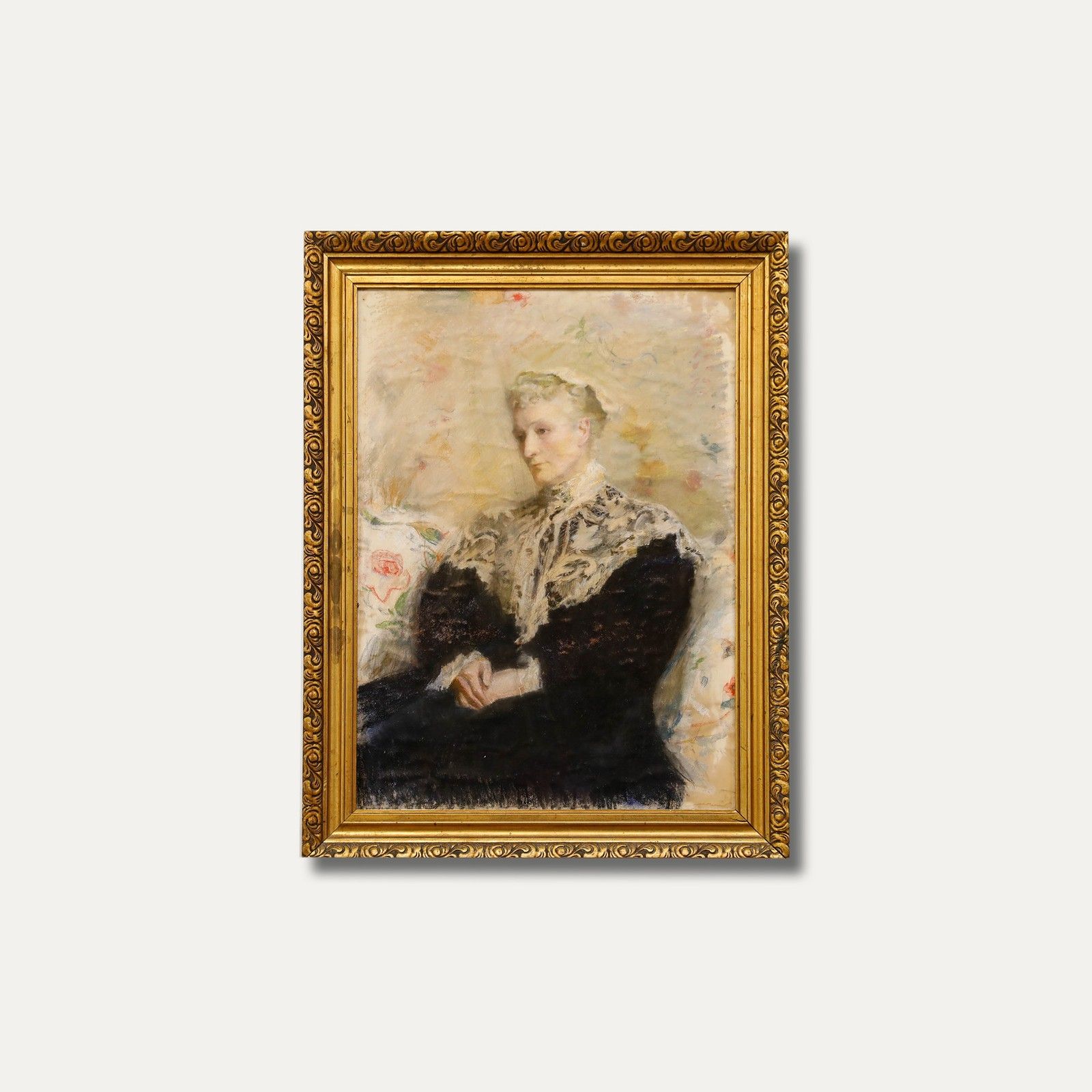 Late 19th Century Watercolour Lady In A Lace Shawl photo buy