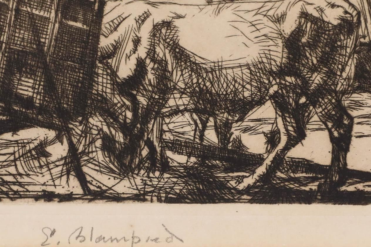 Edmund Blampied (1886 1966) Framed Early 20th Century Etching, San Sebastian photo vintage