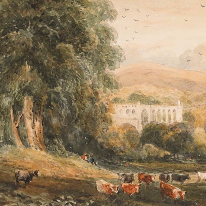 David Cox Jr Arws (1809 1885) 1851 Watercolour, Bouloton Abbey photo Art
