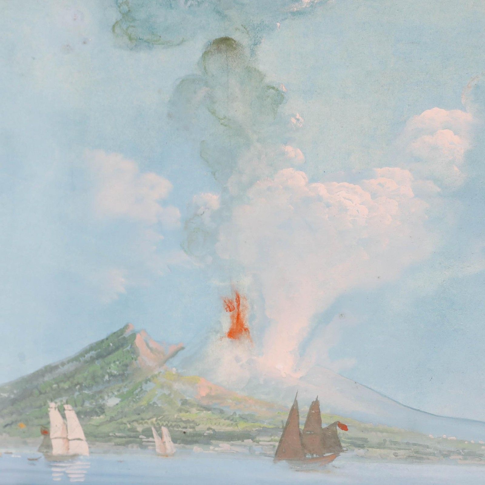 Neapolitan School 19th Century Gouache The Eruption Of Mount Vesuvius photo 399.0