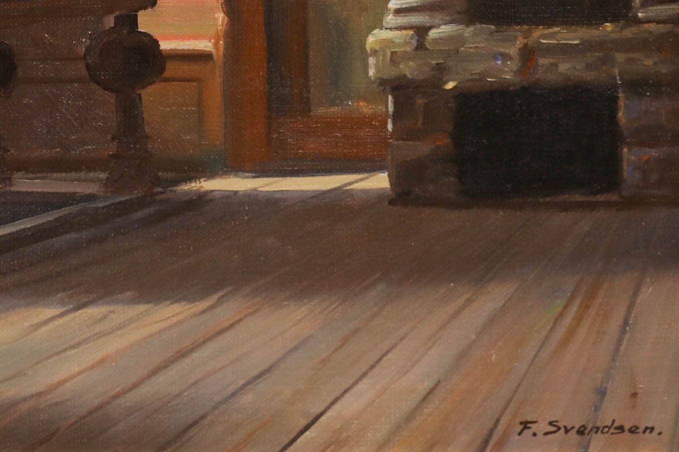 Frederik Svendsen (1885 1975) Mid 20th Century Oil, Panelled Interior photo vinterior