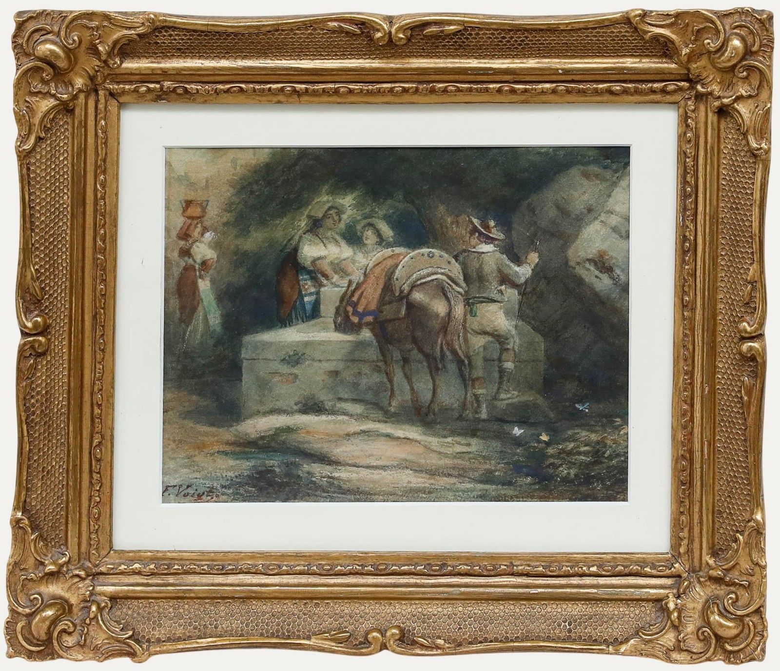 Franz Wilhelm Voigt (1867 1949)  Early 20th Century Watercolour, Horse To Water