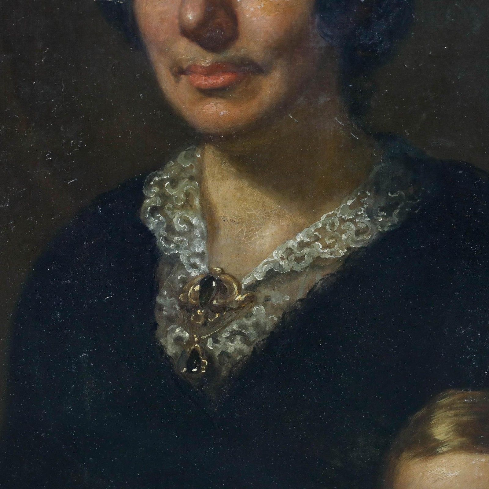 Large Late 19th Century Oil Portrait Of A Mother & Child photo Art