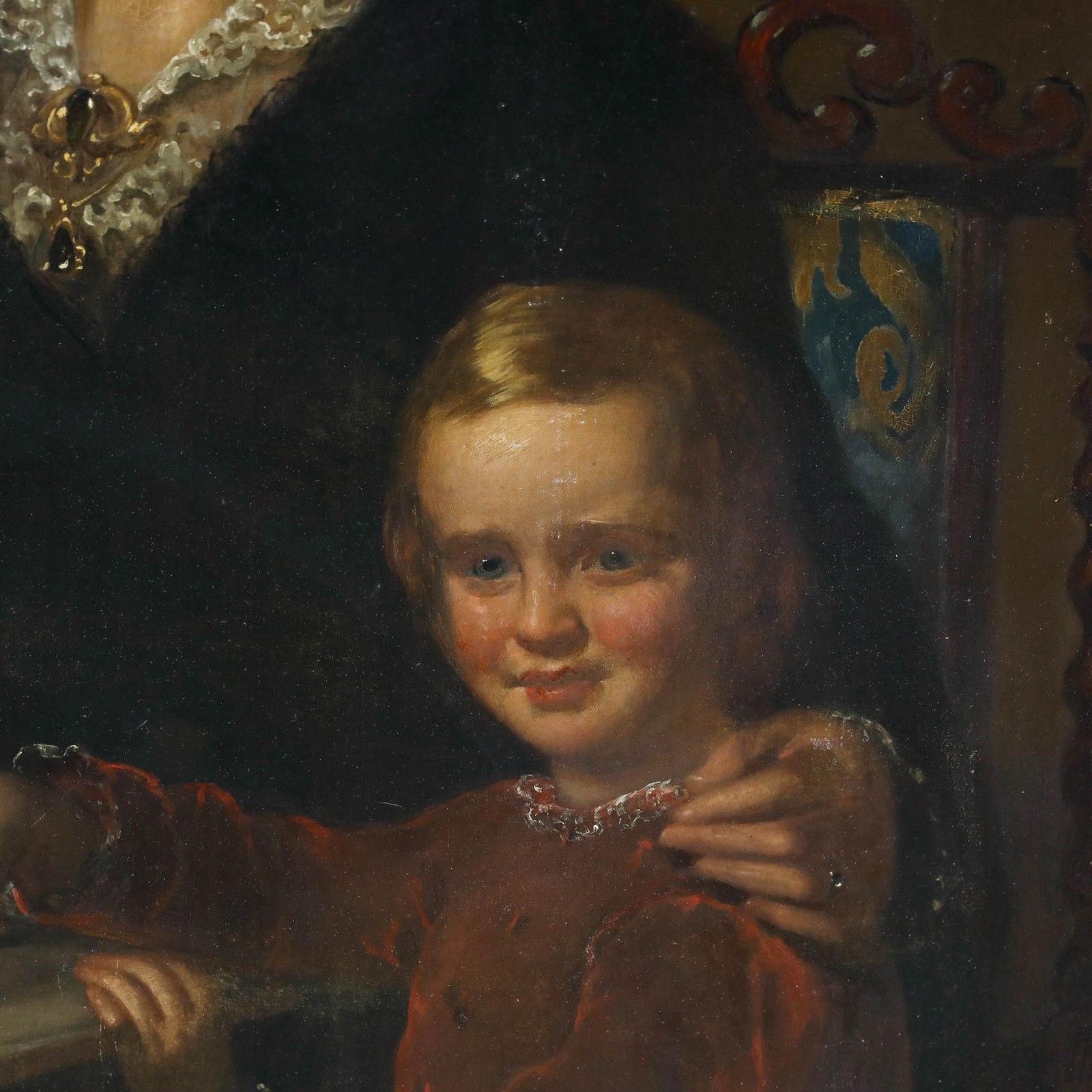Large Late 19th Century Oil Portrait Of A Mother & Child photo buy