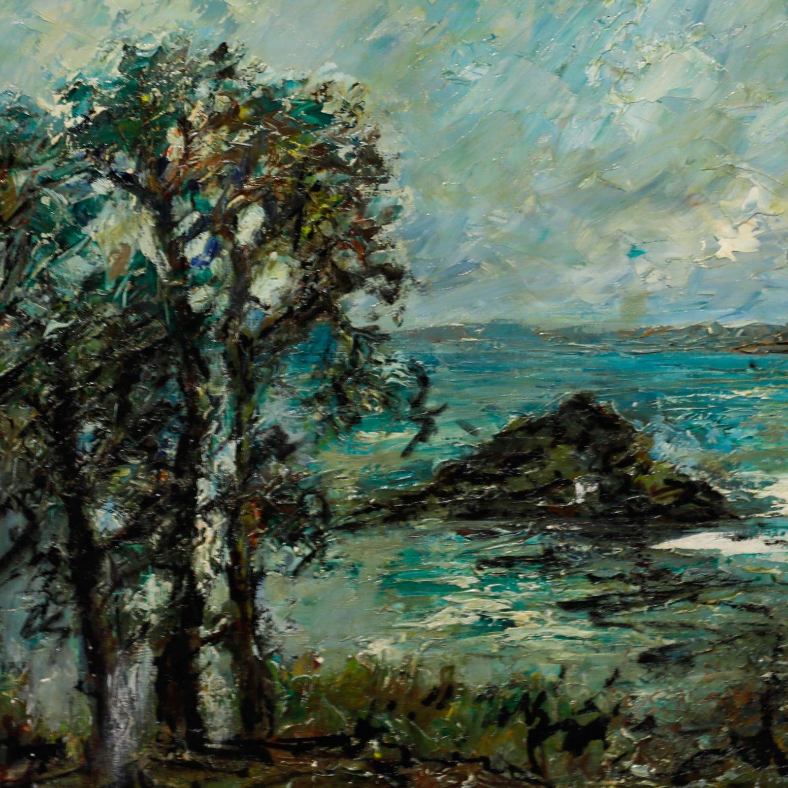 Mary Stella Edwards (1915 2009) 20th Century Oil, View Of The Cove photo Art