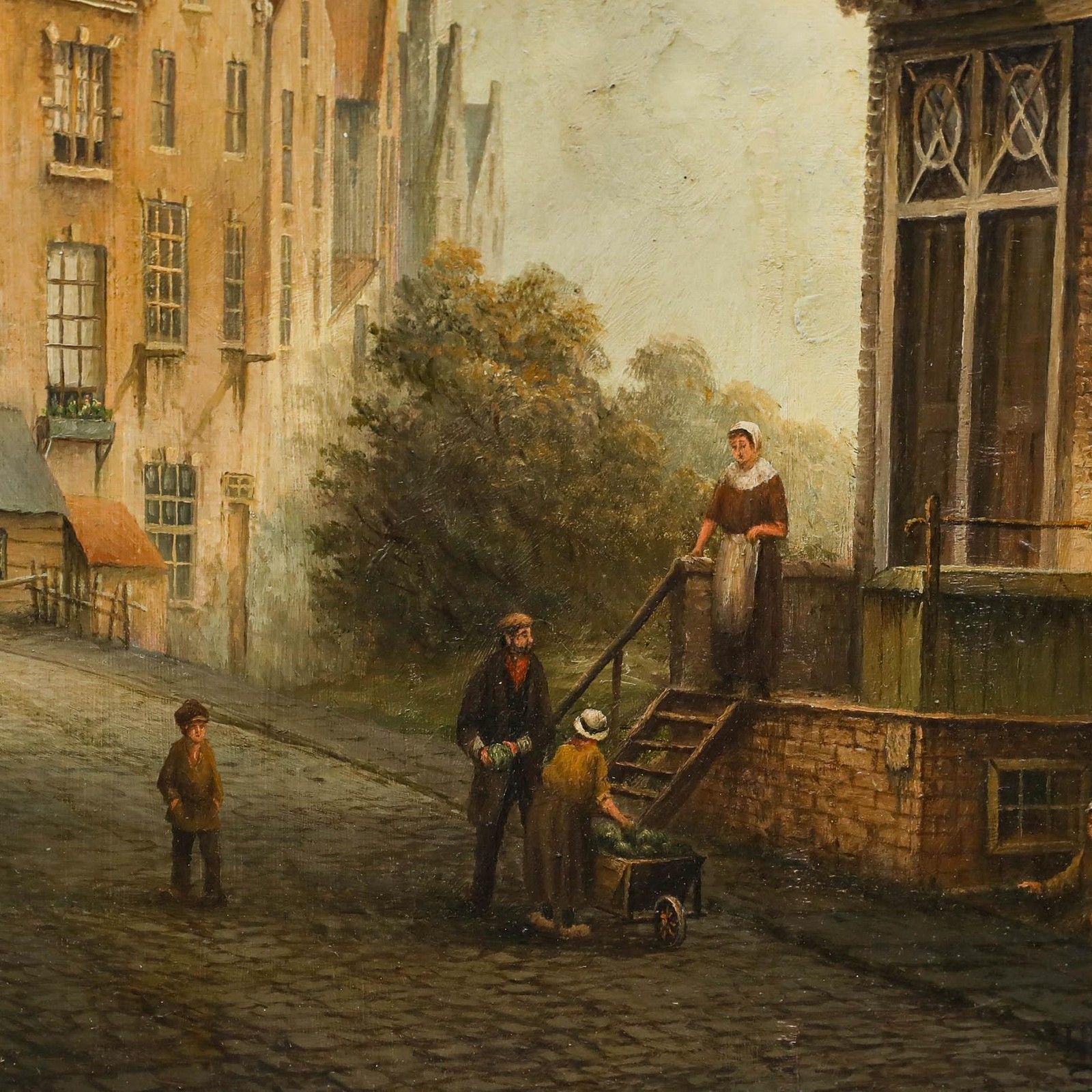 Manner Of Cornelis Christiaan Dommersen  20th Century Oil, The Vegetable Cart photo 390.0
