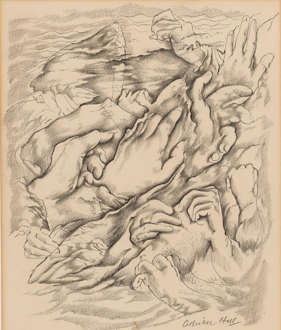 Adrian Hill Proi Rba (1895 1977) Graphite Drawing, Mountain Grip photo furniture