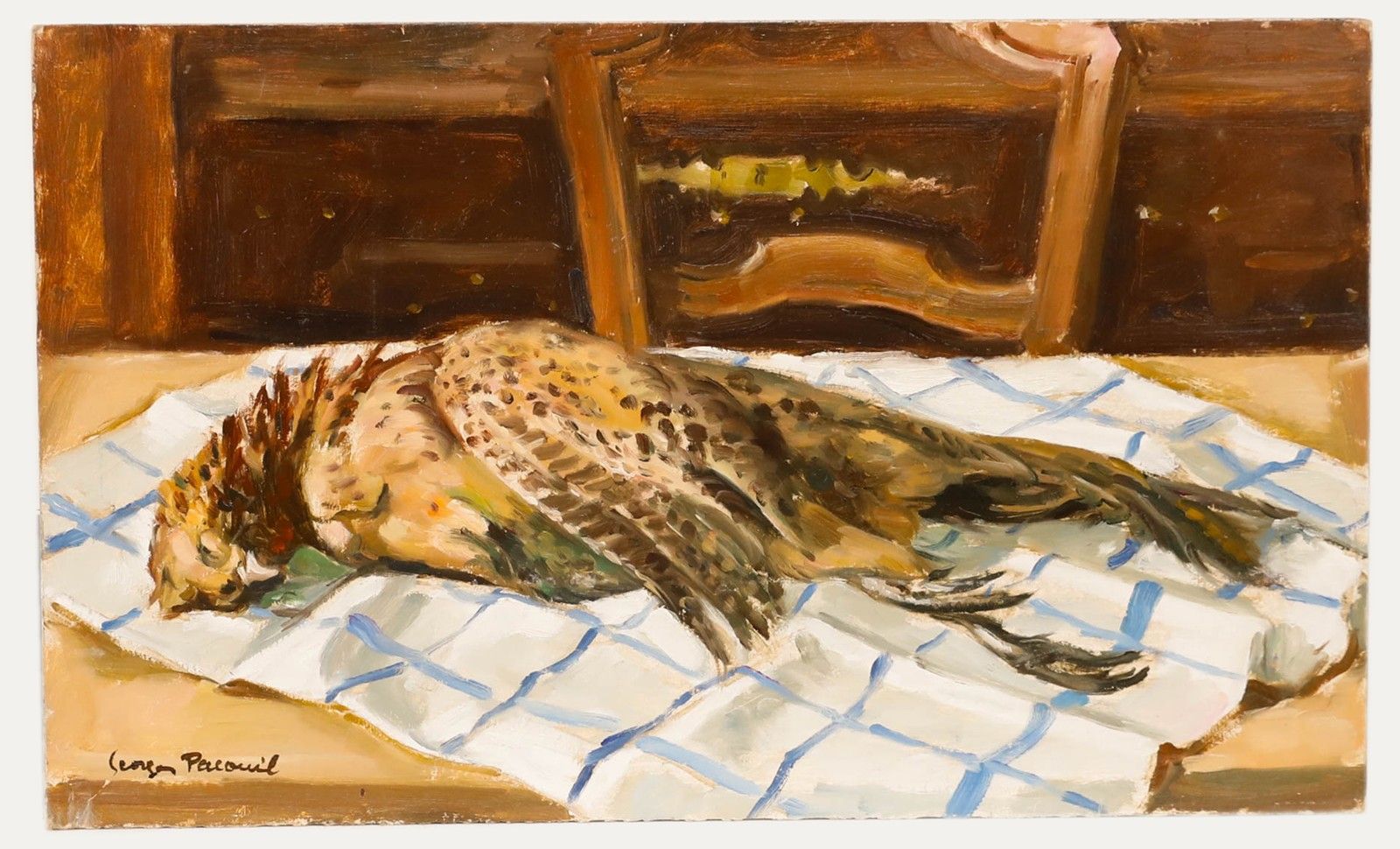 Georges Pacouil (1903 1996) Mid 20th Century Oil, Still Life Of A Hen Pheasant photo furniture