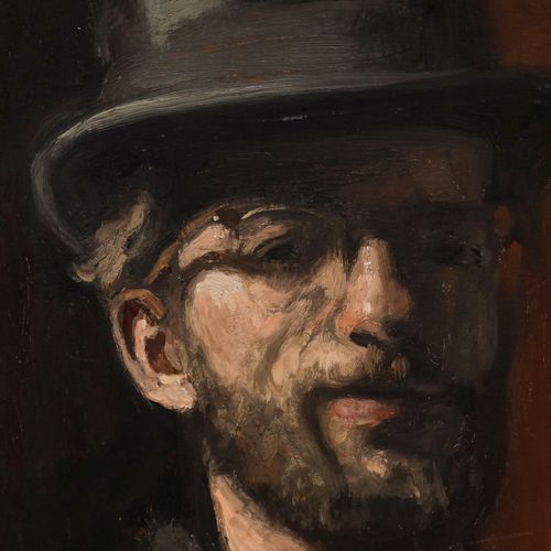 George Weissbort (1928 2013) 1966 Oil, Self Portrait In A Top Hat photo Art