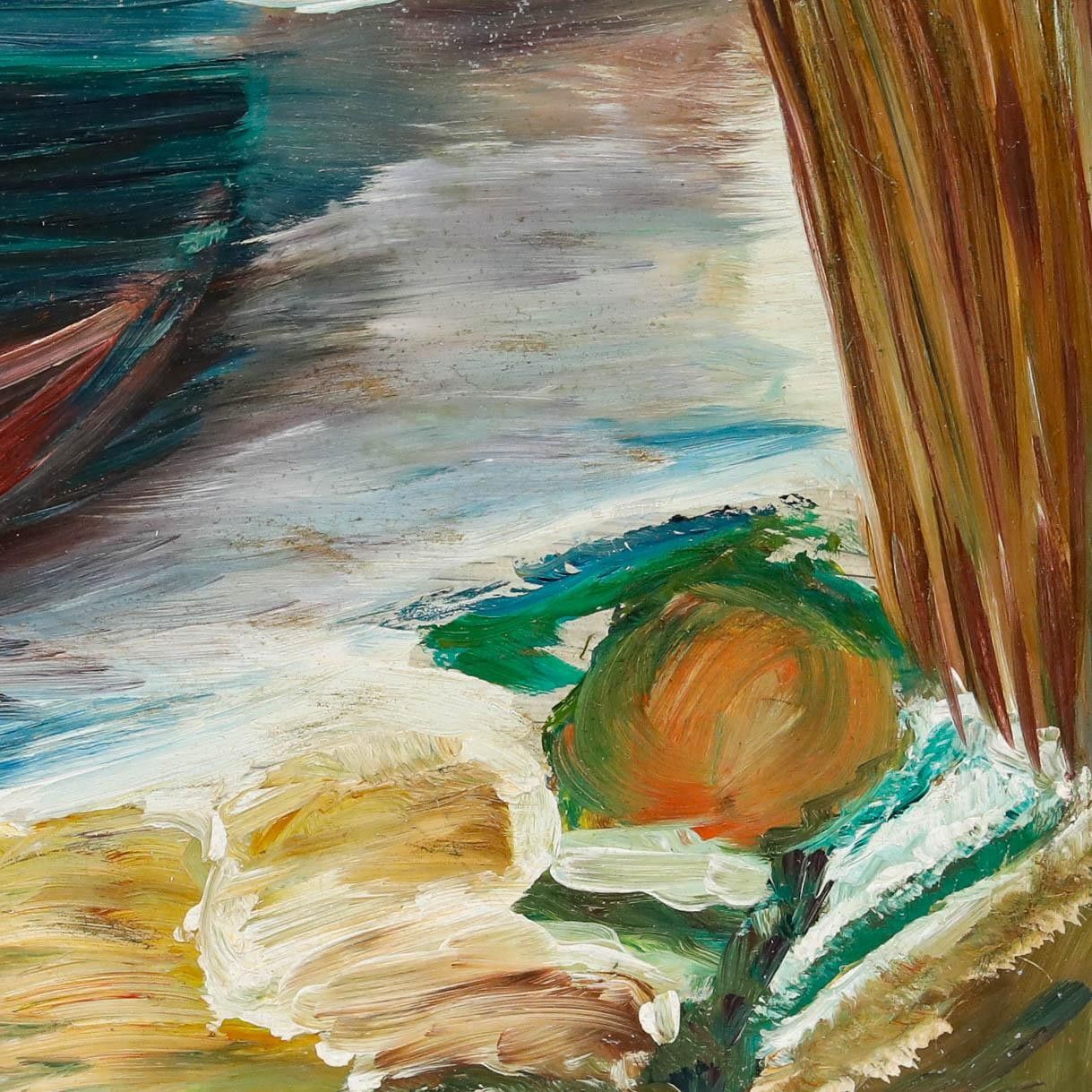 Manner Of Ivon Hitchens (1893 1979) Framed Mid 20th Century Oil, The Red Canoe photo Art
