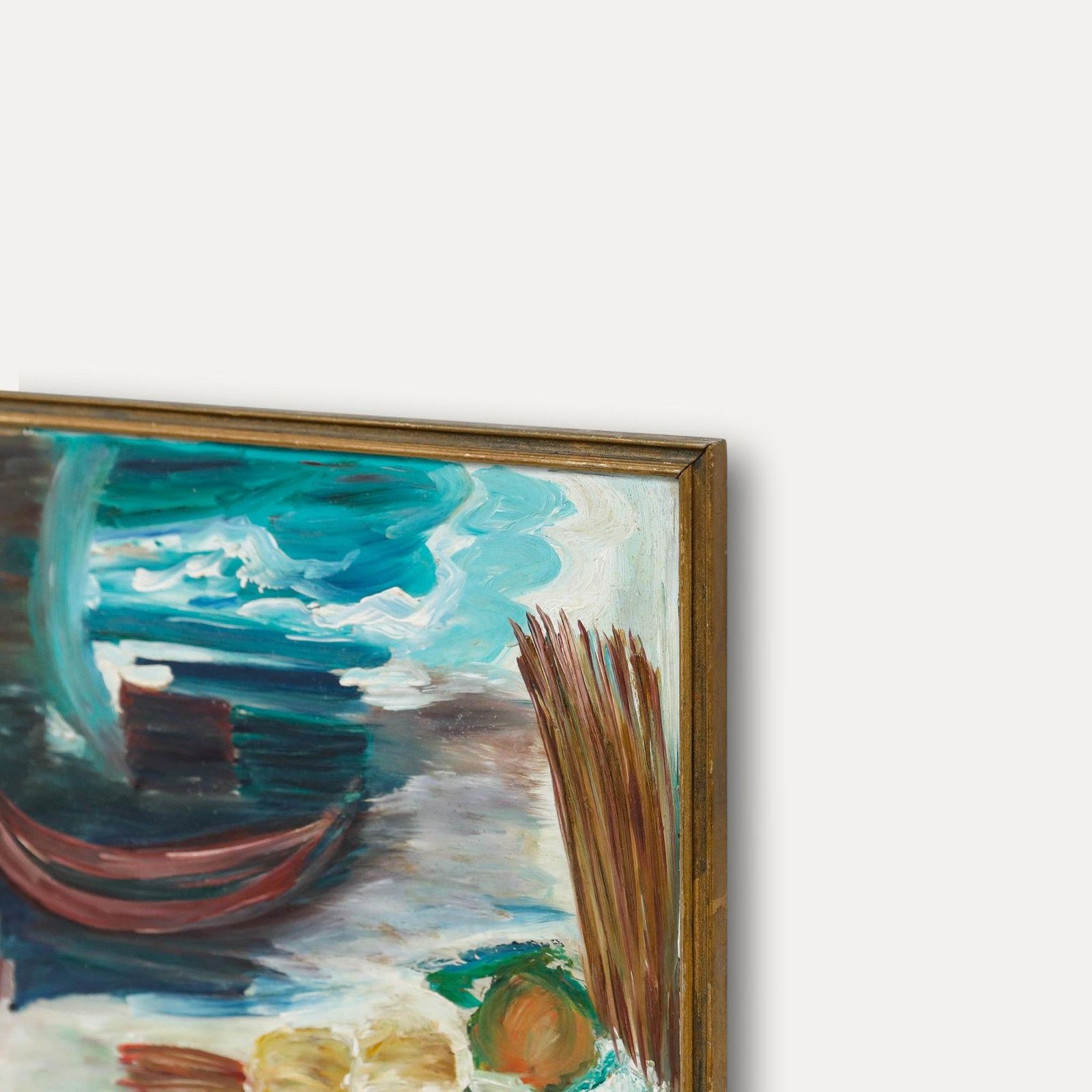 Manner Of Ivon Hitchens (1893 1979) Framed Mid 20th Century Oil, The Red Canoe photo 275.0