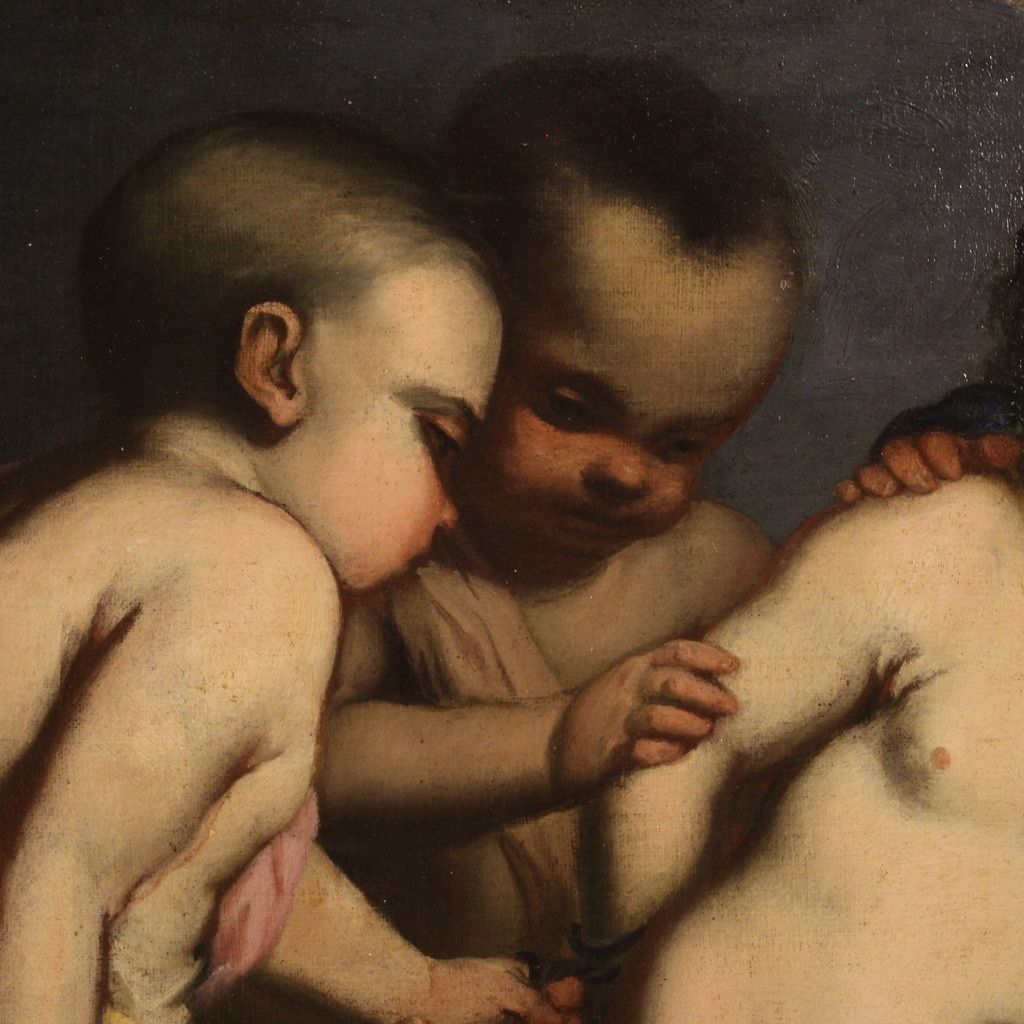 Italiaans Schilderij, 17e Eeuwse School – Spelende Putti photo 3600.0