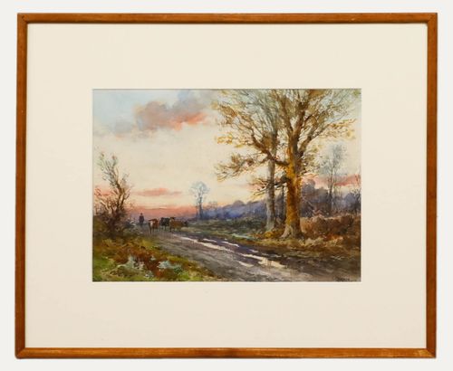 Fred Pearson  Early 20th Century Watercolour, Drover & Cattle On A Country Path