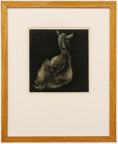 Framed Contemporary Aquatint Mother Goat