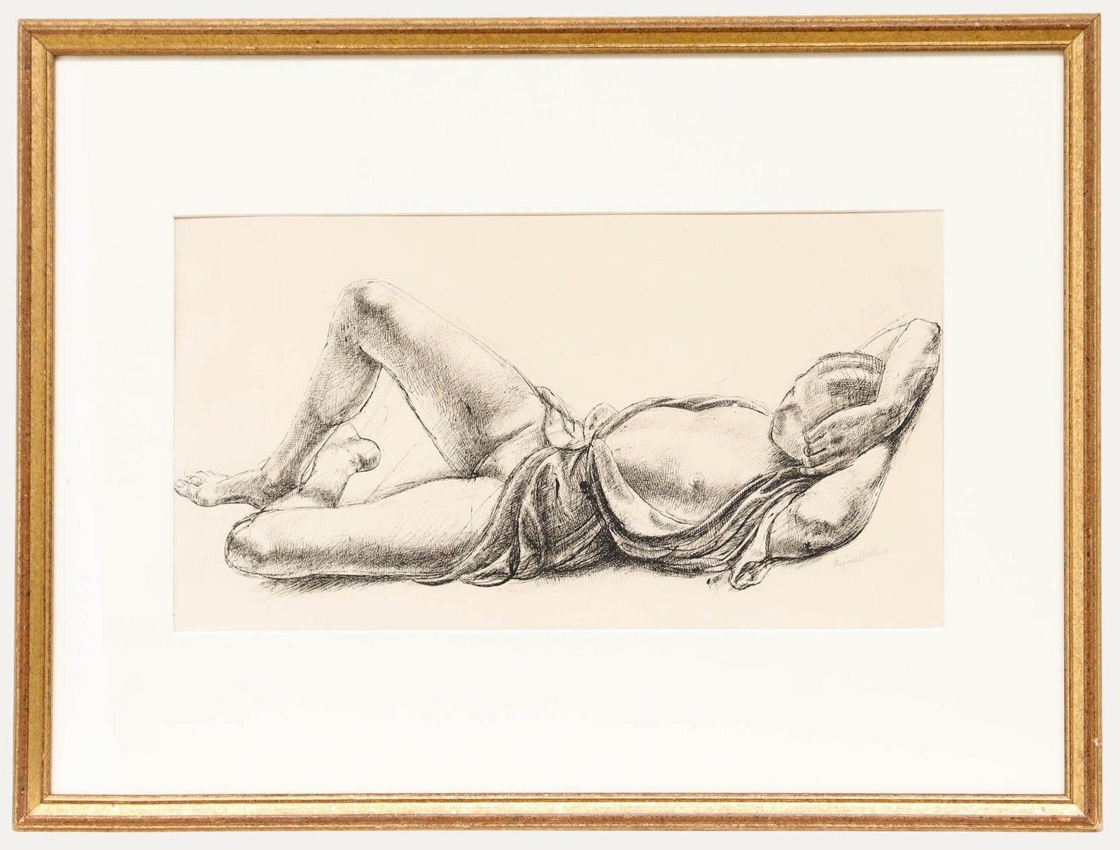 Reginald Brill (1902 1974) 1931 Pen And Ink Drawing, Reclining Nude