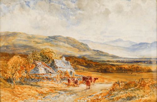 John Keeley Rbsa (1849 1930) Framed Watercolour, A Valley Farm North Wales photo furniture