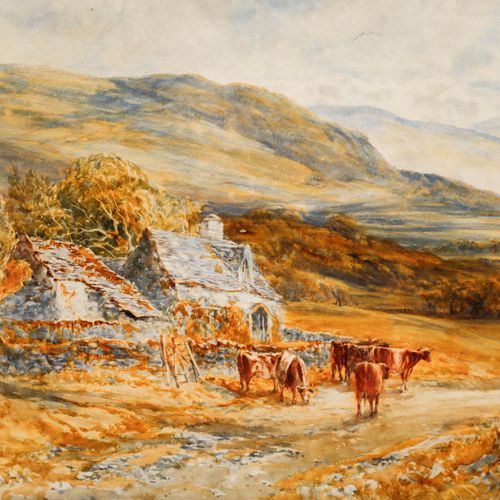 John Keeley Rbsa (1849 1930) Framed Watercolour, A Valley Farm North Wales photo Art