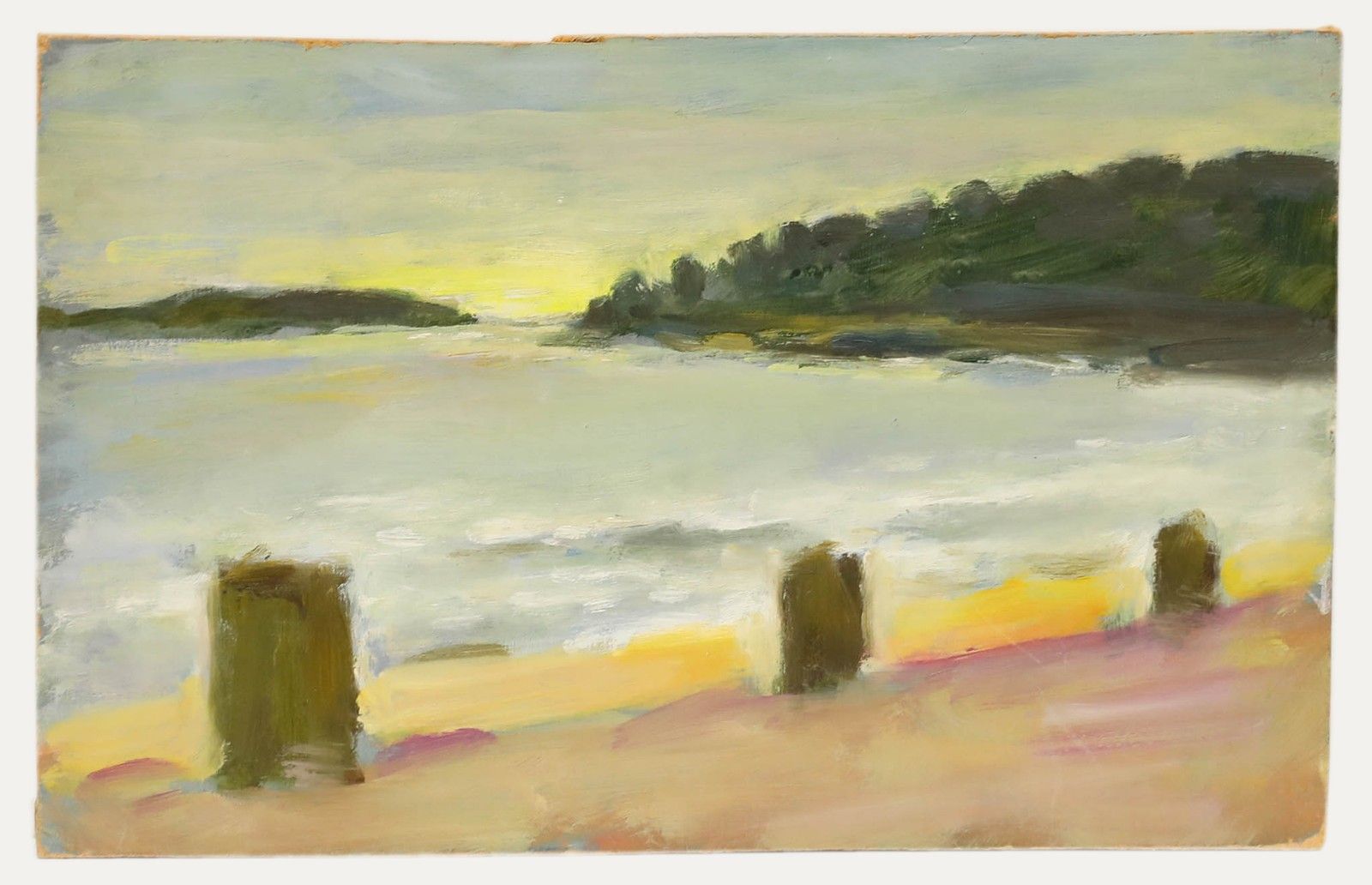 Georges Pacouil (1903 1996) 20th Century Oil, Coucher De Soleil Côtier photo furniture