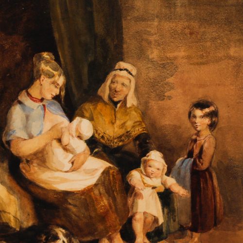 John Frederick Tayler (1802 1889) 19th Century Watercolour, Family At Rest photo Art
