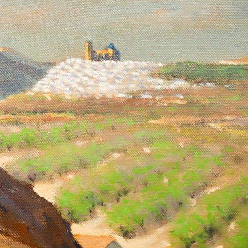 Nicolas De Roeck  Framed Mid 20th Century Oil, Le Village Sur Son Eperon, Altea photo Art
